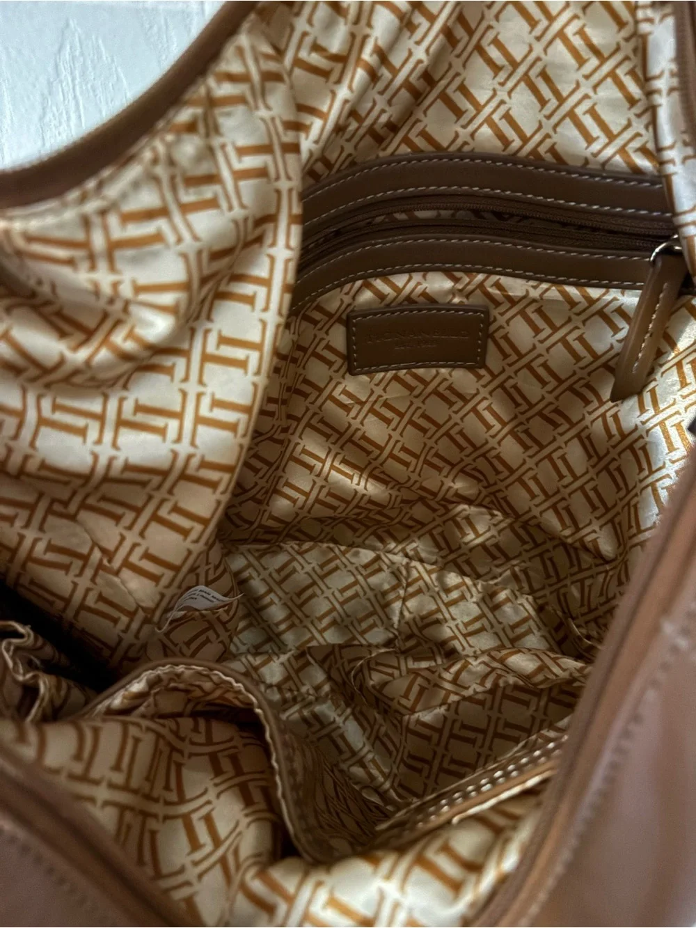 Tignanello Saddle Brown Leather Hobo with Gold Hardware